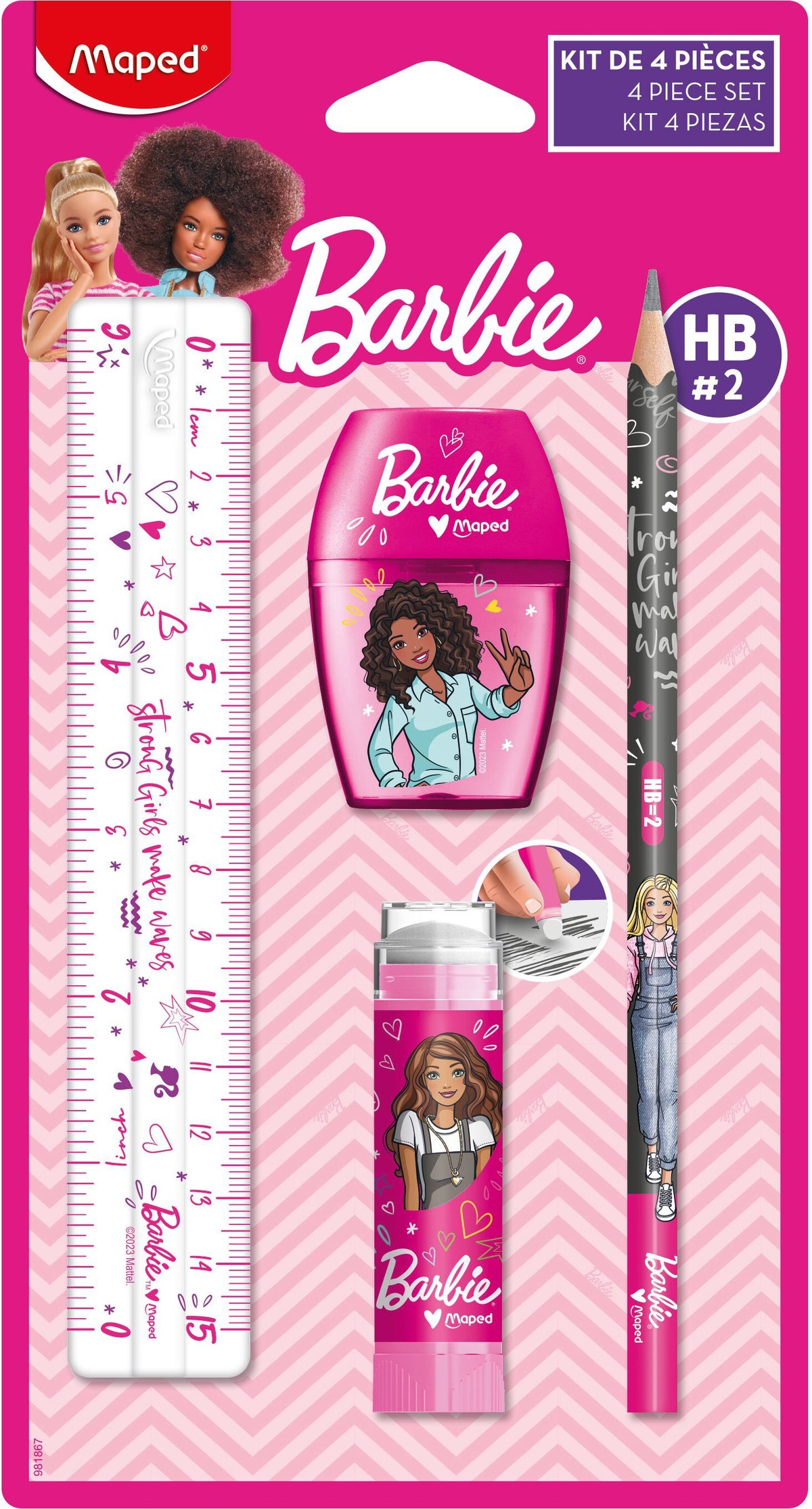 BARBIE SKRIVESÆT M 4 DELE MAPED