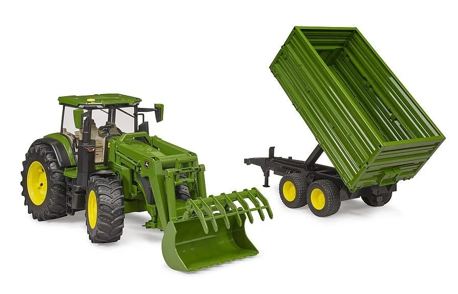 BRUDER JOHN DEERE 7R 350 FRONTLÆSSER OG TIPPING TRAILER 1:16 3155