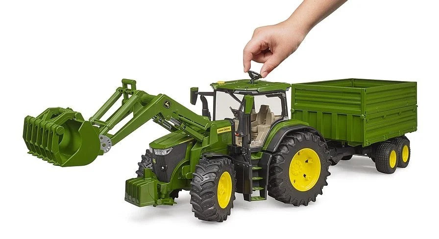 BRUDER JOHN DEERE 7R 350 FRONTLÆSSER OG TIPPING TRAILER 1:16 3155