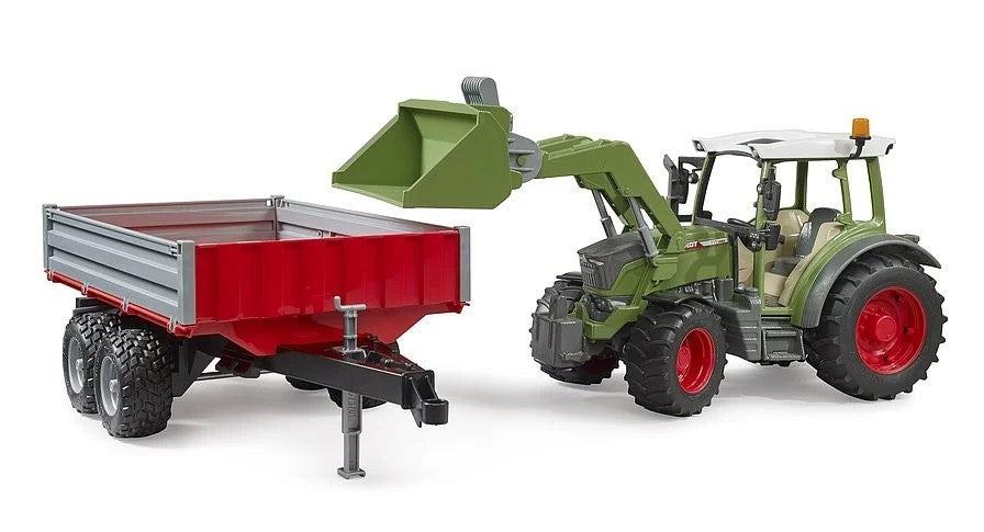 BRUDER FENDT VARIO 211 FRONTLÆSSER OG TIPVOGN GRØN 1:16 2182