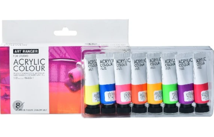 Art Ranger Akrylmaling sæt 8stk. 22ml neon farver