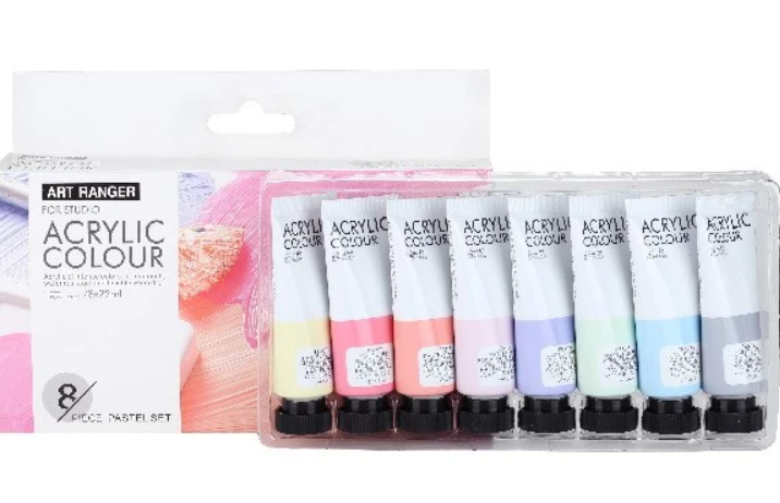 Art Ranger Akrylmaling sæt 8stk. 22ml pastel farver