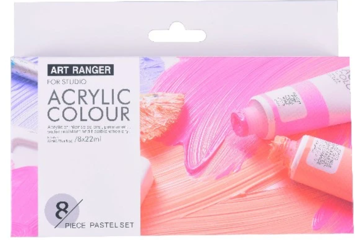 Art Ranger Akrylmaling sæt 8stk. 22ml pastel farver