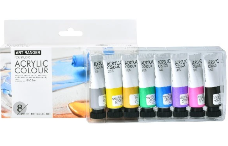 Art Ranger Akrylmaling sæt 8stk. 22ml metallic farver