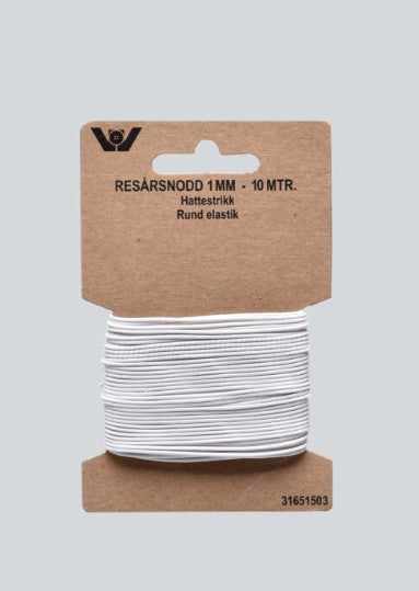 ELASTIK 1 MM 10 MTR HVID