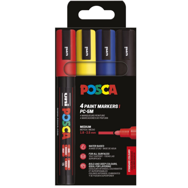 POSCA PC-5M 4P SET BASIC COLOR