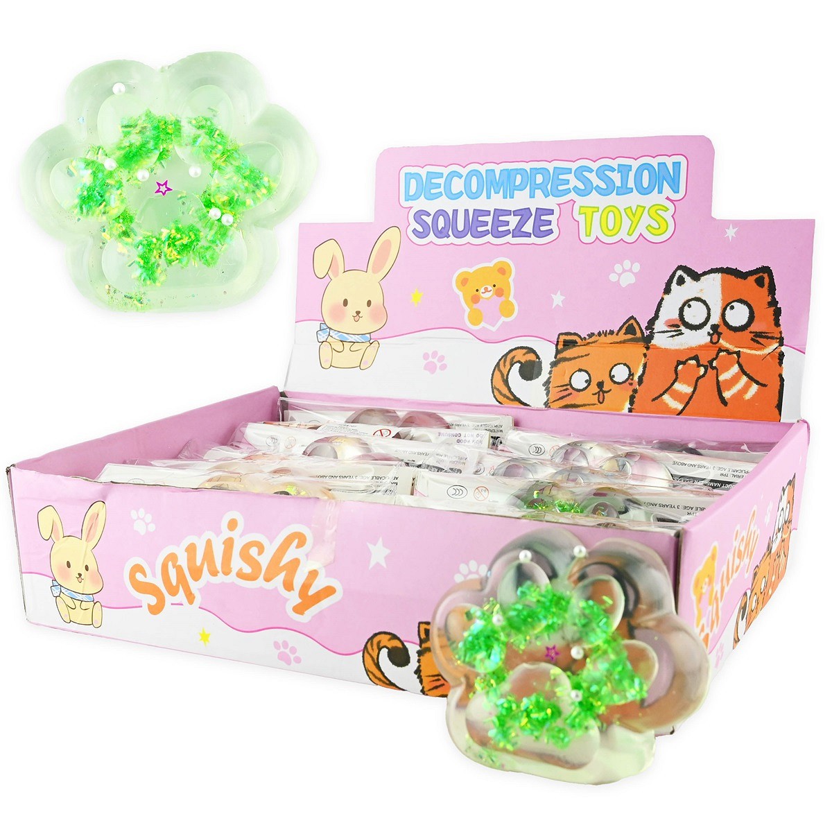 SQUISHY KATTEPOTE, GENNEMSIGTIG M GLIMMER
