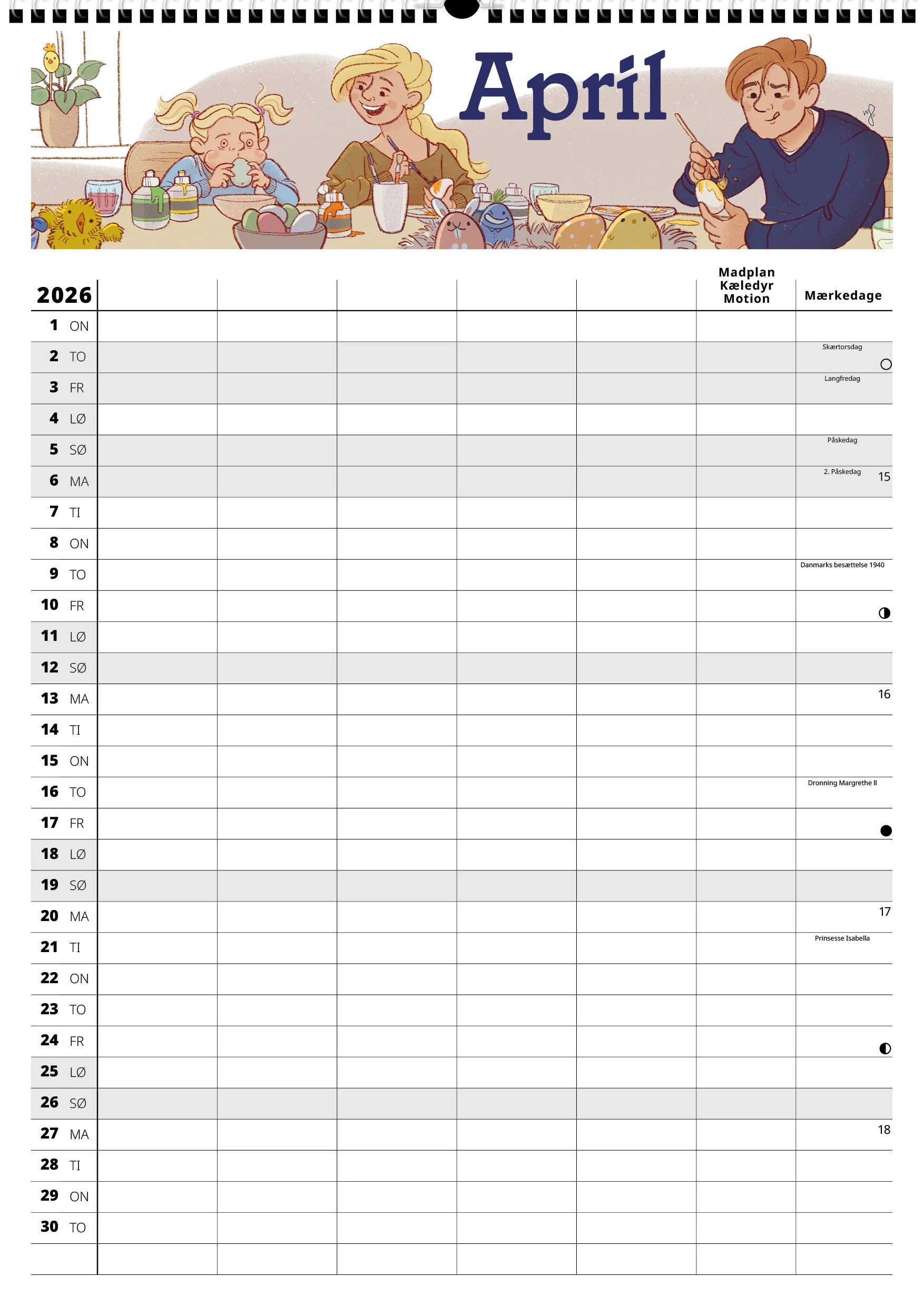 FAMILYPLAN ÅRSKALENDER 2026 5 PERSONER 2681