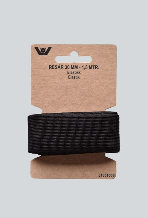 ELASTIK 30 MM 1,5 MTR SORT