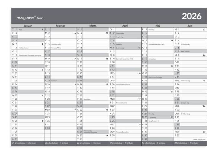 BASIC KONTORKALENDER A4 2026