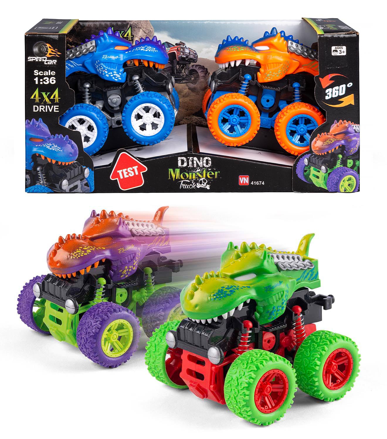 SPEEDCAR DINO MONSTERTRUCK 2 PAK 41674