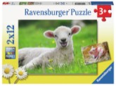2x12 BRIKS PUZZLESPIL GRISE & FÅR