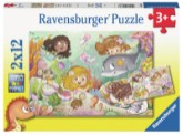 2x12 BRIKS PUZZLESPIL FEER OG HAVFRUER