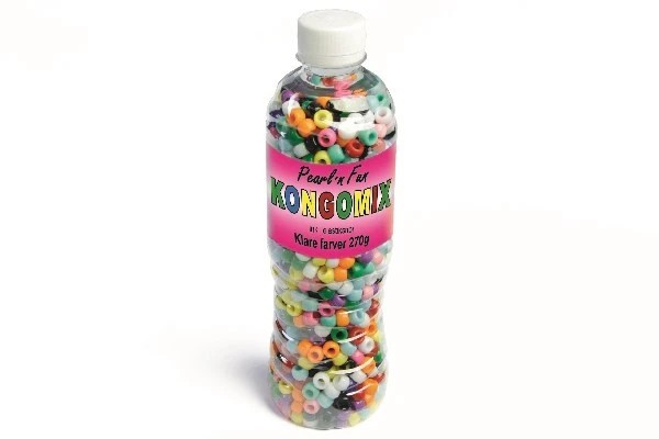 KONGOMIX STORE PERLER I FLASKE M KLARE FARVER 714165