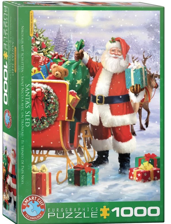 PUSLESPIL-SANTA WITH SLED 1000 BRIKKER
