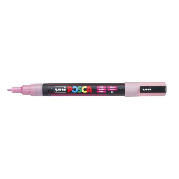 UNI POSCA MARKER 3ML LYSERØD GLITTER