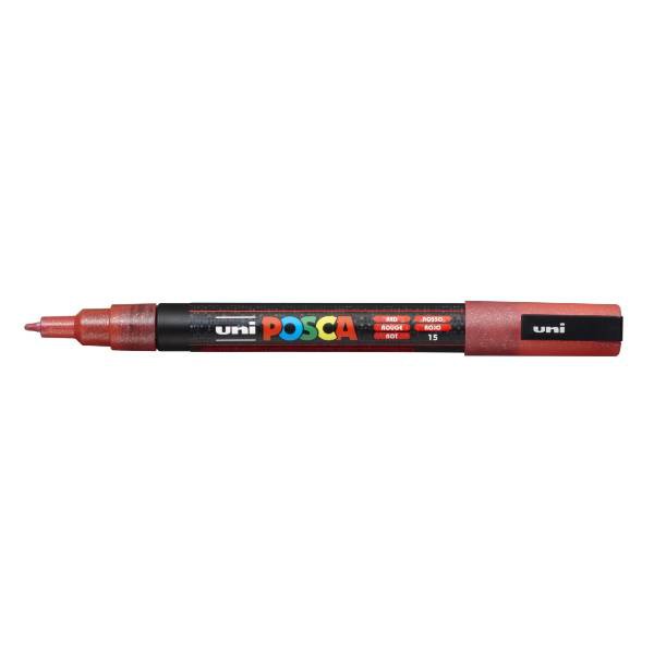 UNI POSCA MARKER 3ML RØD GLITTER