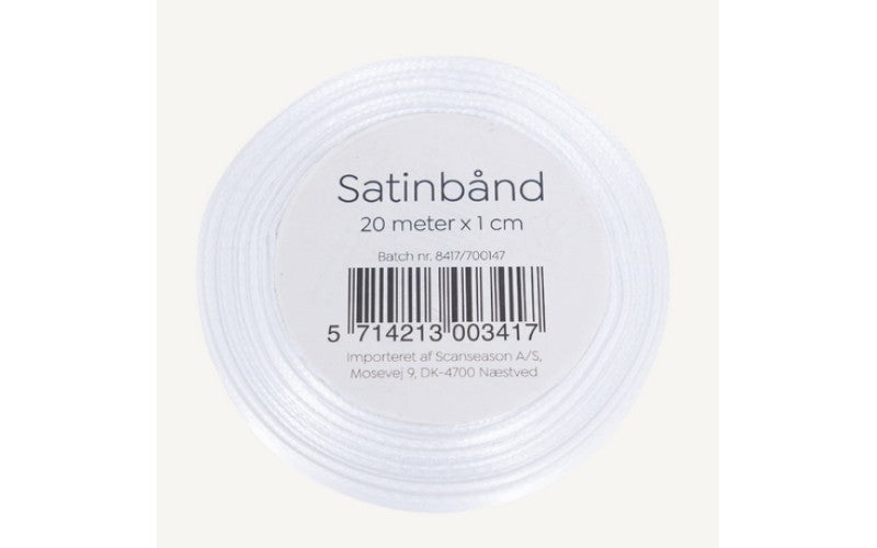 SATINBÅND HVID 10MM x 20 M