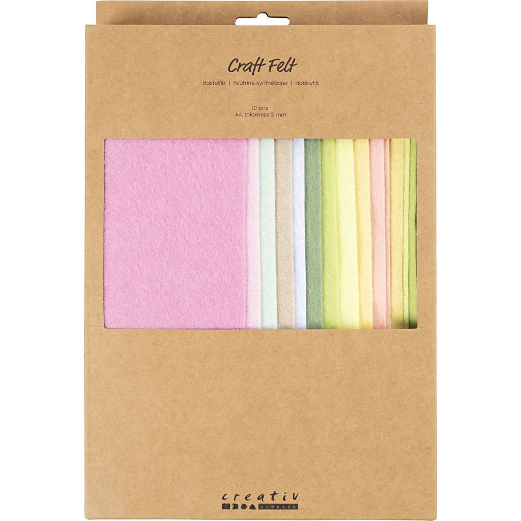 HOBBYFILT A4 10 ARK 210 x 297 MM 2 MM TYK PASTEL 45525