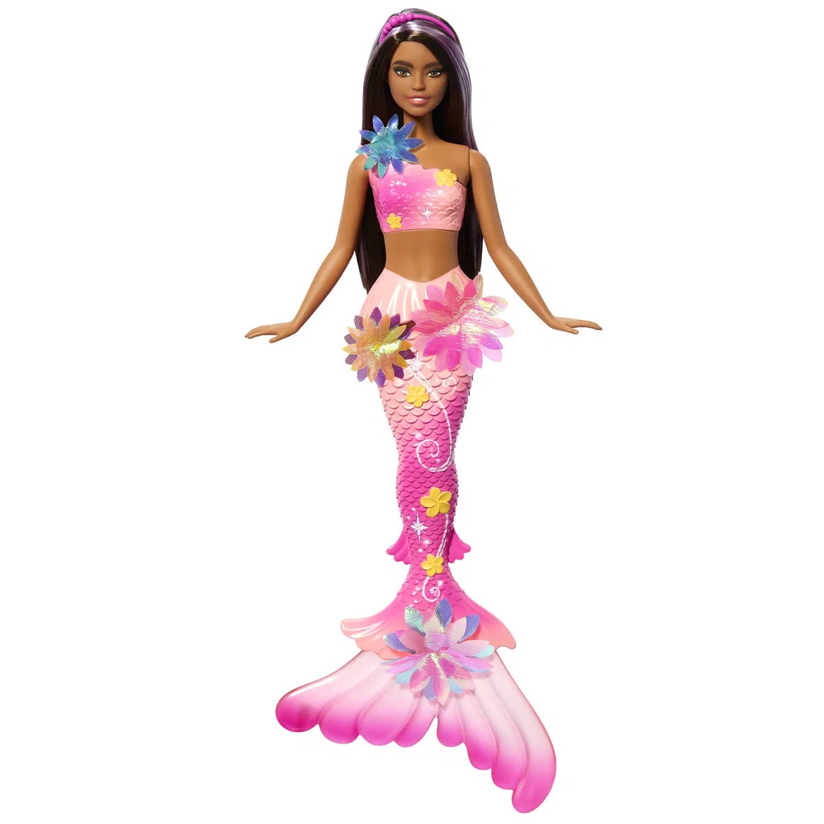 BARBIE BLOOMING MAGIC MØRK M LYSERØD KJOLE HAVFRUE