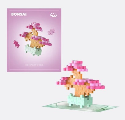 PLUS PLUS LYSERØD BONSAI TRÆ