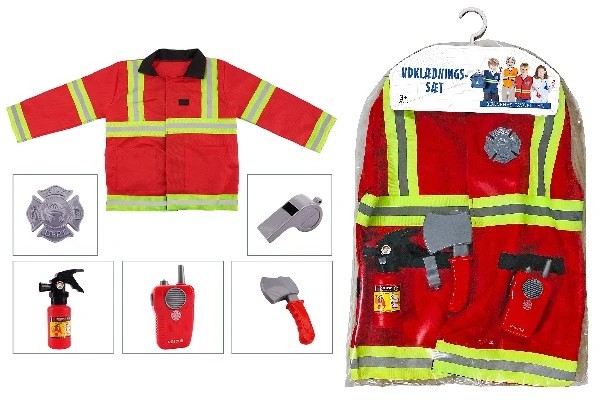Rød Brandmandsjakke Udklædningssæt - 3+