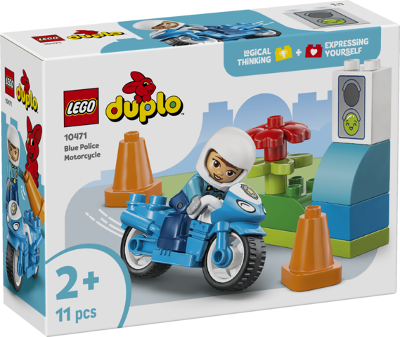 10471 Blå Politi motorcykel Duplo