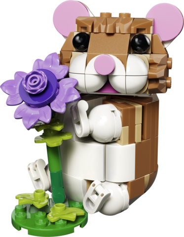 31376 Sød hamster med blomst