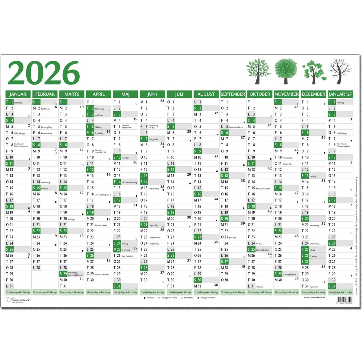 Vægkalender A2 13 Måneder 2026