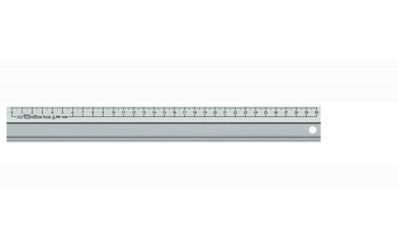 Lineal Aluminium 30 cm., m. gummibagside