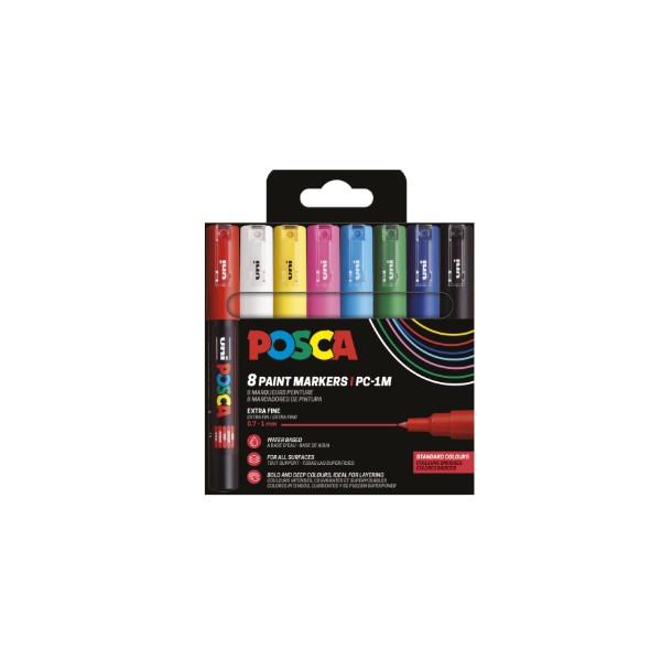 POSCA PC-1M Basic Colors – Sæt med 8 Farvemarkere 401651