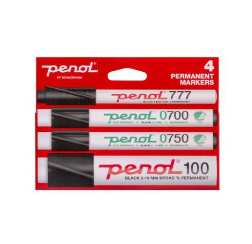 Penol Marker Sæt Sort Medium/Tyk Spids 27607