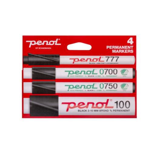 Penol Marker Sæt Sort Medium/Tyk Spids 27607