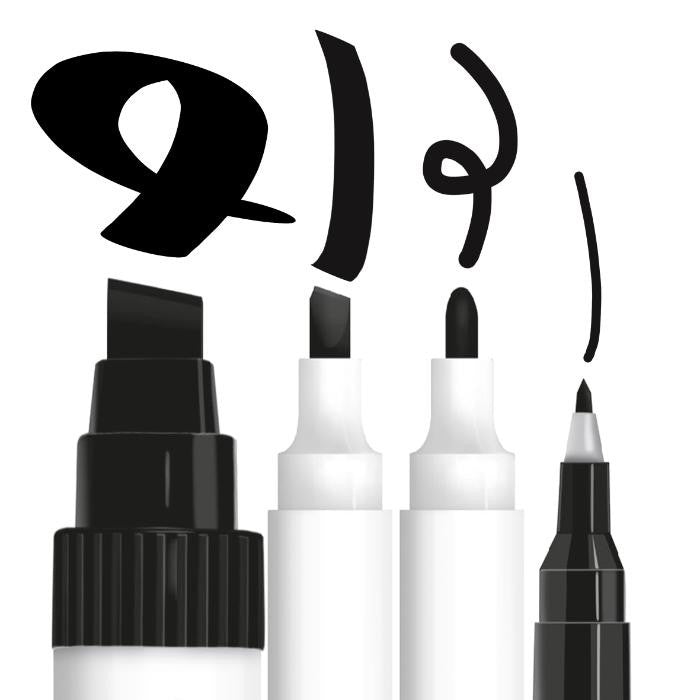 Penol Marker Sæt Sort Medium/Tyk Spids 27607