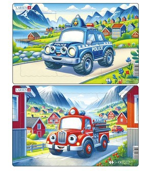 Puslespil Politi og Brandbil i fuld fart