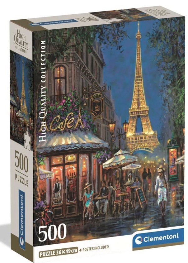 Puslespil 500 brikker Night of the Eiffel cafe