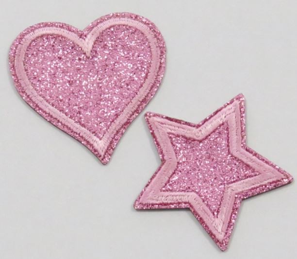 Strygemærker pink stjerne og hjerte