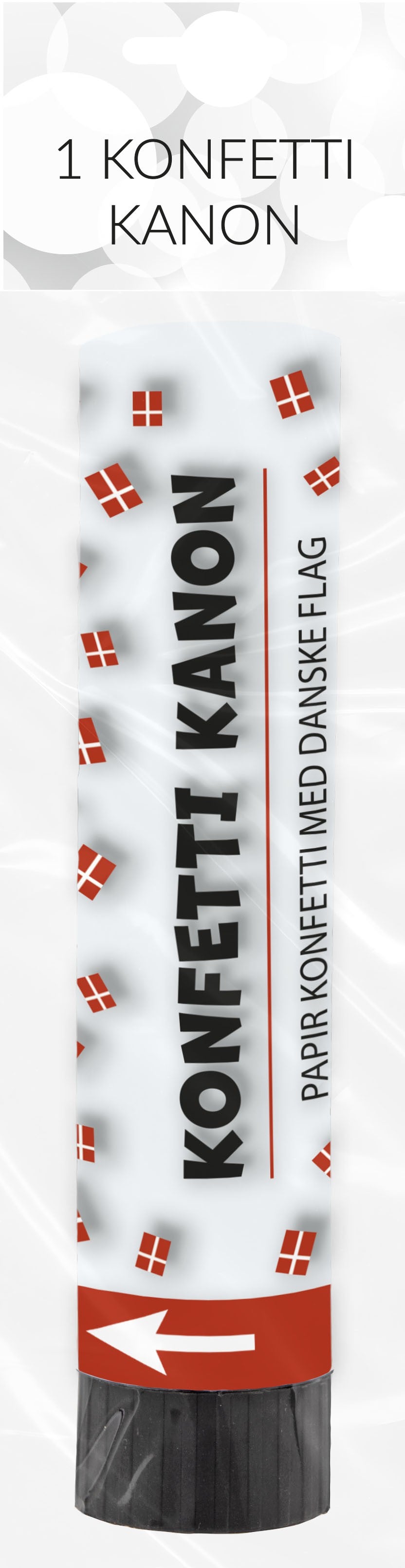 Konfettikanon med danske flag
