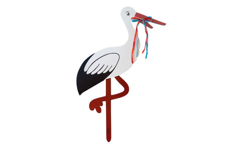 Fødselsstork i træ 80 cm