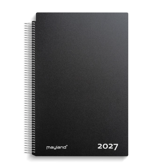 Aftalekalender A4 dag sort PP-plast 2027