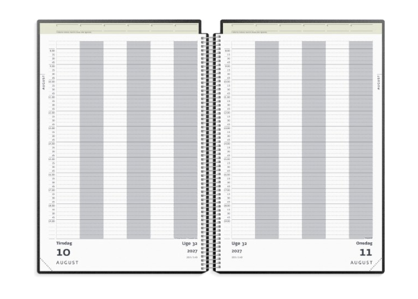 Aftalekalender A4 dag sort PP-plast 2027