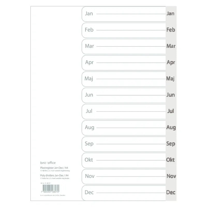 Faneblad Jan-Dec A4 PP 416807