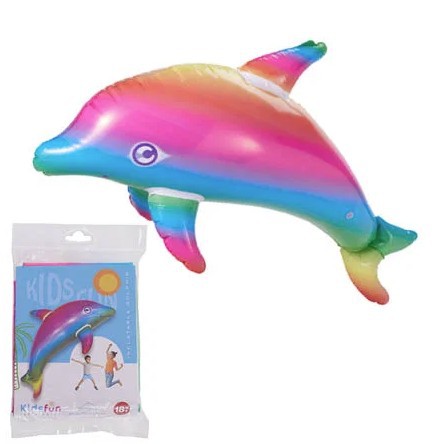 Oppustelig badedyr delfin Str. 91 cm. Multifarvet