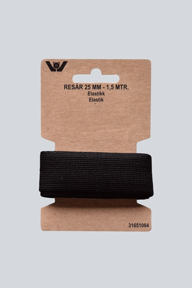 Elastik 25mm.1,5 mtr. sb sort