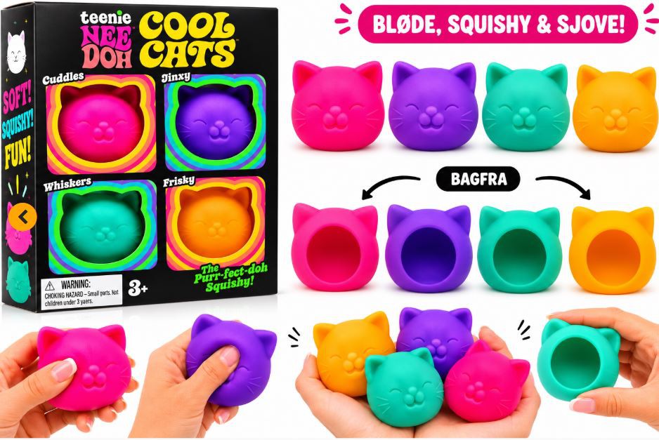 Teenie NeeDoh Cool Cats 4 Pack – 4 Mini Taba Squishies