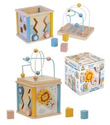 Wood Beez Activity Cube – Aktivitetskube i Træ med Kuglelabyrint 55593