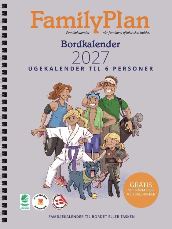 Bordkalender 2027 - ugekalender til 6 prs.