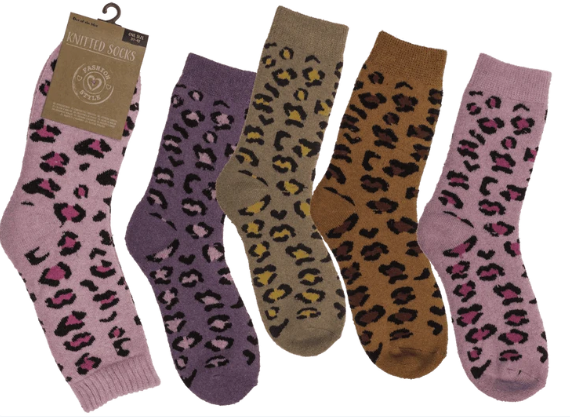 Damestrømper Leopard Str. 39-42 – 4 Assorterede