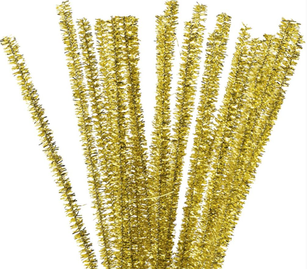 Chenille Glitter Guld 30 cm – 24 stk.