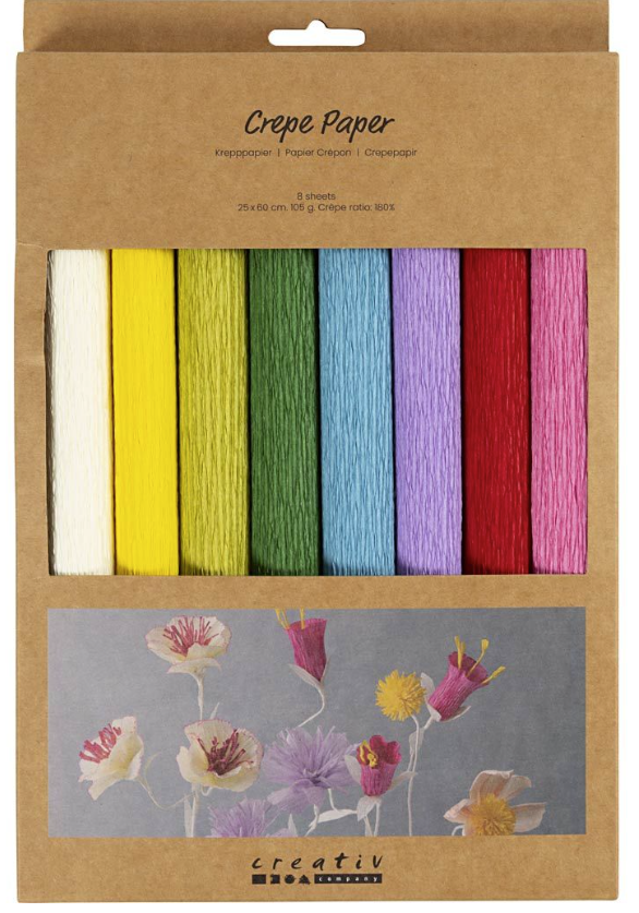 Crepepapir Standardfarver 25 x 60 cm – 8 ark 209003
